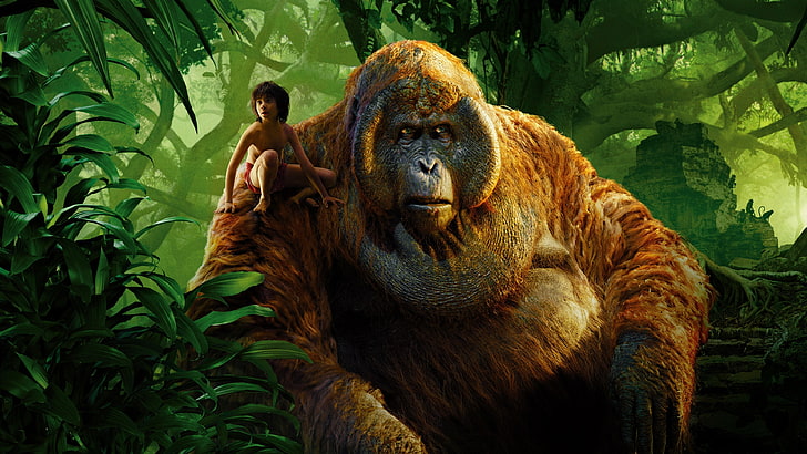 The Jungle Book, Monkey King, King Louie, adventure, fantasy, Best movies of 2016, HD wallpaper