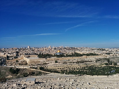 Jerusalén, la cúpula de la roca, la explanada del templo, el monte de los Olivos, Fondo de pantalla HD HD wallpaper