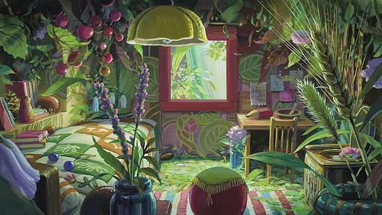 Karigurashi no Arrietty, аниме, цветы, интерьер, HD обои HD wallpaper