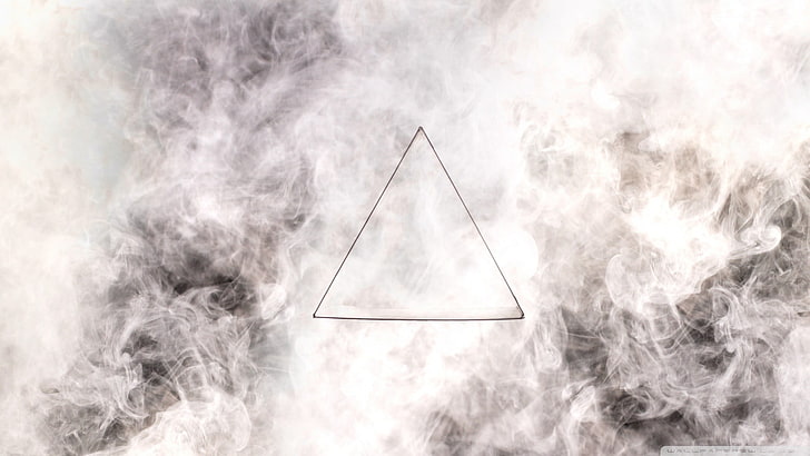 fumo bianco, triangolo, minimalismo, fumo, astratto, arte digitale, Sfondo HD