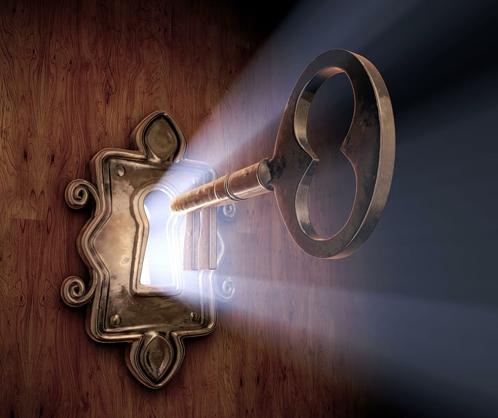 Creative Key lock Promienie światła Grafika 3D, ilustracja kluczy, grafika 3d, kreatywność, zamek na klucz, promienie światła, Tapety HD
