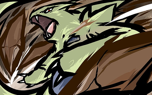 illustration de monstre vert, Pokémon, Tyranitar, ishmam, Fond d'écran HD HD wallpaper