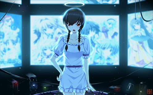 Anime, Anime Girls, The World Only God Knows, langes Haar, offener Mund, Brünette, Artwork, HD-Hintergrundbild HD wallpaper