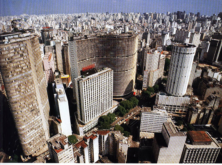 aerial view, brazil, building, city, copan, landscape, metropole, paulo, sao, urban, HD wallpaper