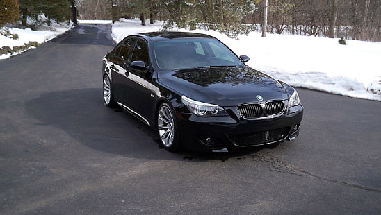 czarny BMW sedan, bmw, czarny, E60, Tapety HD HD wallpaper