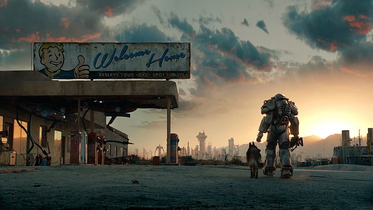 герой на сив робот, Fallout 4, Bethesda Softworks, Brotherhood of Steel, ядрен, апокалиптичен, видео игри, Fallout, броня, HD тапет