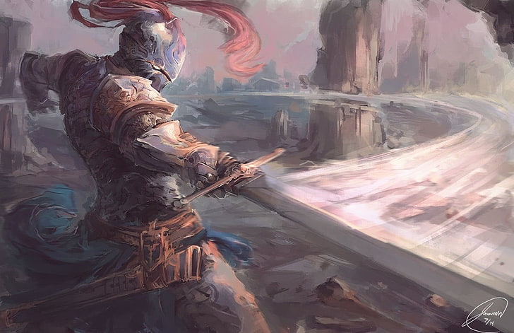 knight armor painting, knight, armor, sword, HD wallpaper