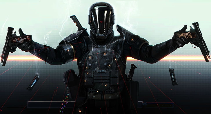 prajurit video game wallpaper digital, senjata, senapan mesin, Wallpaper HD