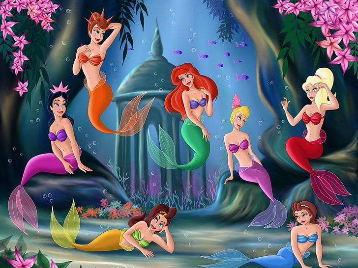 Disney The Little Mermaid wallpaper, fish, algae, flowers, castle, cartoon,  HD wallpaper | Wallpaperbetter