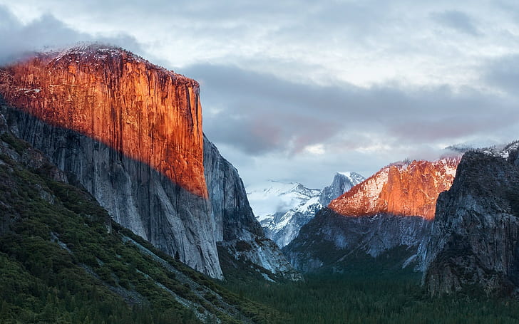 paesaggio, montagne, luce del sole, El Capitan, Parco nazionale Yosemite, Sfondo HD