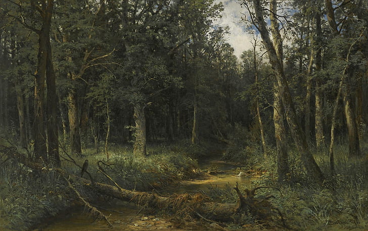 forest, landscape, picture, Ivan Ivanovich Shishkin, Dark Wood, HD wallpaper