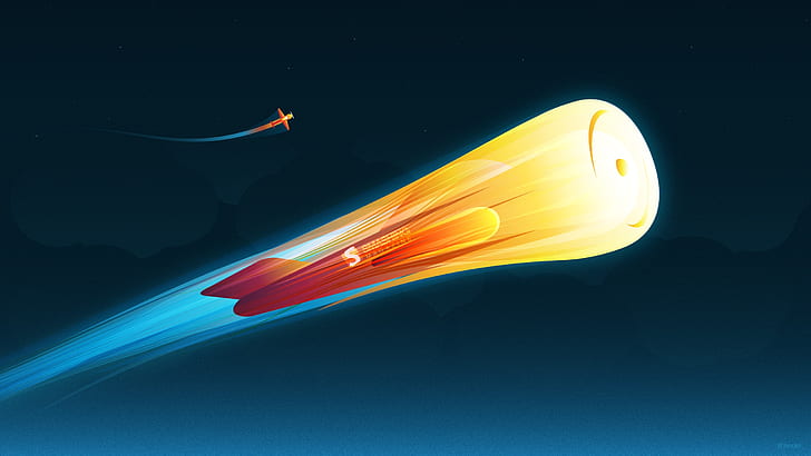 Fire Rocket, grafica missilistica, fuoco, missile, artistico, Sfondo HD