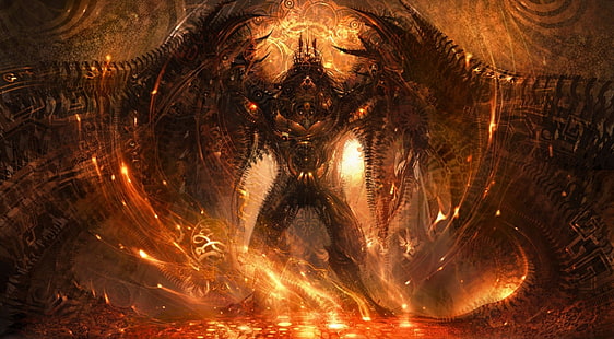 วอลล์เปเปอร์ Warrior, Dark, Demon, Angel, Flame, Hell, วอลล์เปเปอร์ HD HD wallpaper