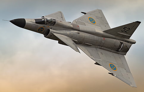 Jet Fighters, Saab 37 Viggen, Pesawat, Jet Fighter, Warplane, Wallpaper HD HD wallpaper