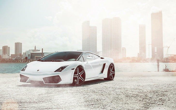 Lamborghini Gallardo White Car, lamborghini, gallardo, white, HD wallpaper