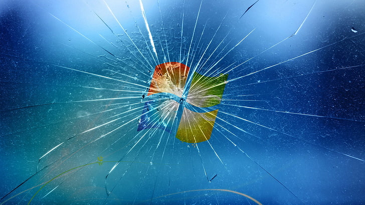 windows 7, broken glass, Technology, HD wallpaper