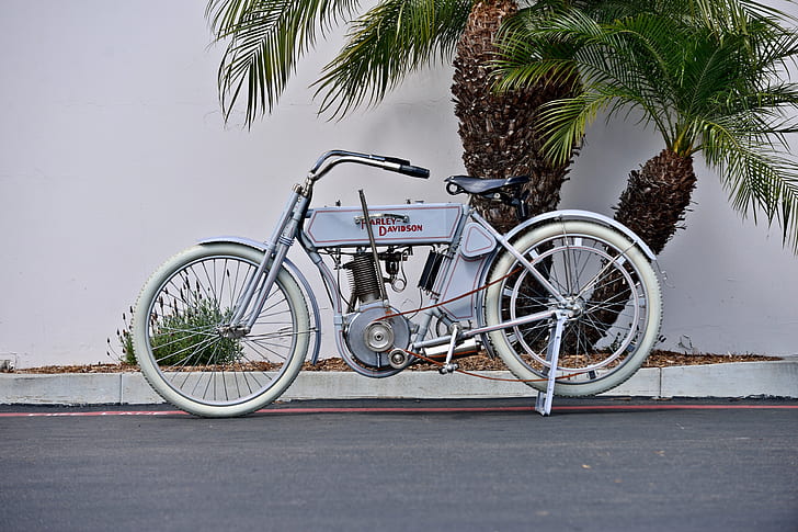 -02, 1910, belt-drive, bike, classic, harley-davidson, historic, motorcycle, old, original, single, usa, vintage, HD wallpaper
