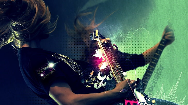 person playing guitar wallpaper, guitarist, man, show, hair, game, HD wallpaper