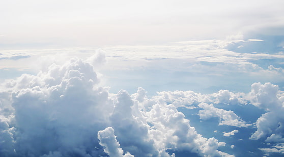 Plano de fundo, Fotografia aérea de nuvens, céu nublado branco, Natureza, Sol e céu, Azul, Linda, Branco, Fotografia, Voo, Aérea, Nuvens, Cloudscape, céu, vista aérea, skyscape, HD papel de parede HD wallpaper