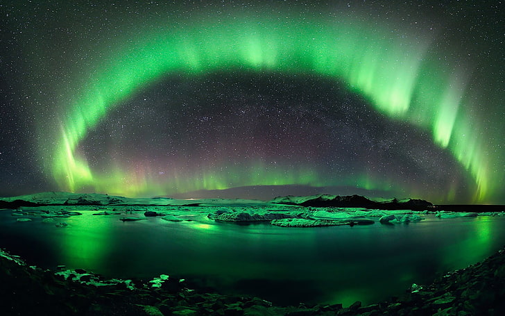 جميلة خلفيات Aurora Borealis-HDR صور HD ، الأضواء الشمالية، خلفية HD