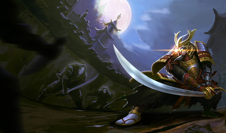 Samurai Master Yi illustration, League of Legends, Master Yi, samurai, ninjas, video games, warrior, HD wallpaper