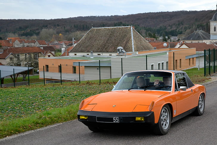 914, 916, cars, classic, coupe, germany, orange, porsche, HD wallpaper