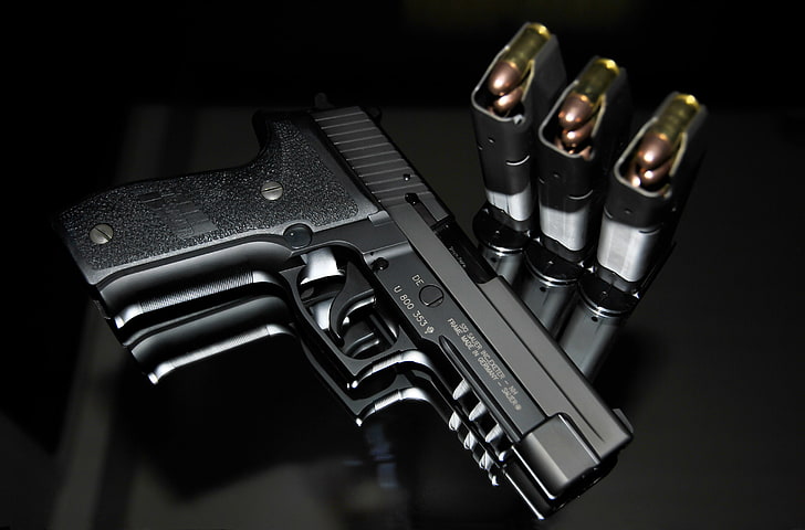 pistola semi-automática preta com mags, pistola, armas, SIG-Sauer, P226, HD papel de parede