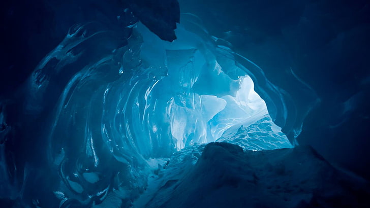 À l'intérieur d'un glacier - Blue Ice Caves, Canada, Fond d'écran HD