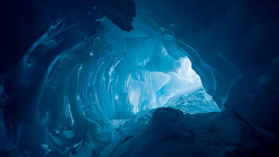 Inside A Glacier-カナダの青い氷の洞窟、 HDデスクトップの壁紙 HD wallpaper