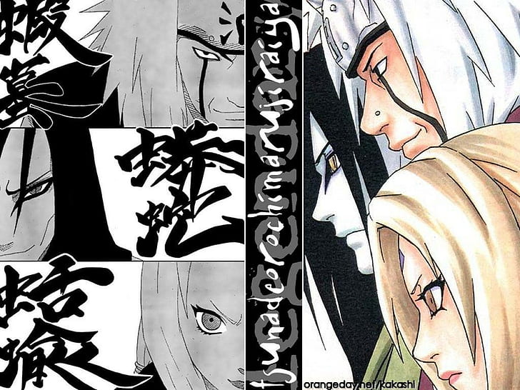 Naruto Shippuuden, Jiraiya, Tsunade, Orochimaru, Wallpaper HD