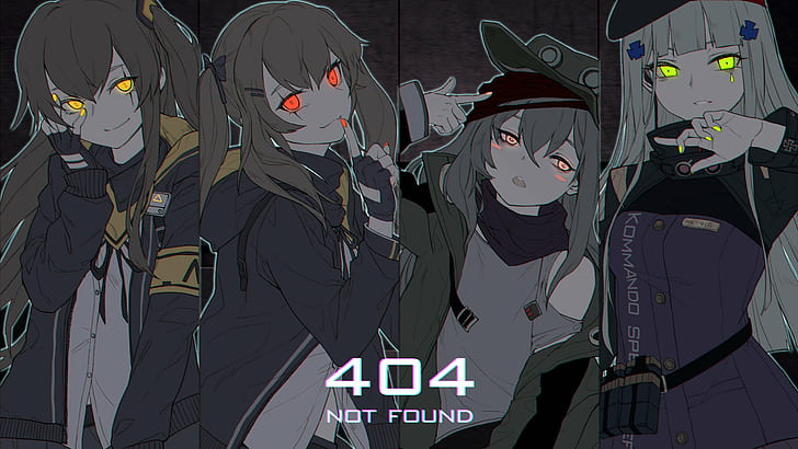 404 غير موجود ، فتيات الأنمي ، عيون متوهجة، خلفية HD