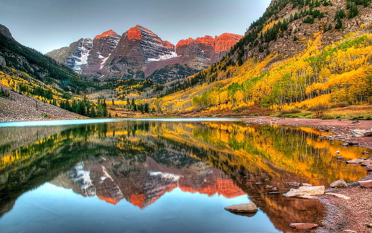 Maroon Bells Mountain Peak Two Peaks In The Elk Mountains Maroon Peak And North Maroon Peak Gunnison County Colorado Stany Zjednoczone Tapeta Hd 1920 × 1200, Tapety HD
