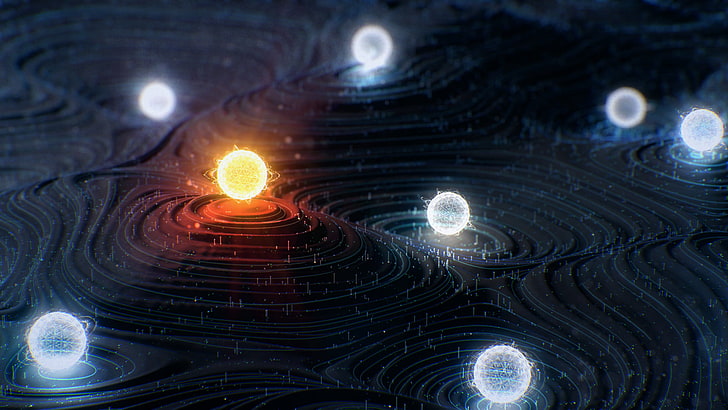 solar system illustration, abstract, glowing, 3D, HD wallpaper