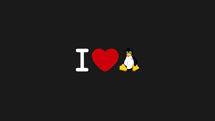 J'aime le papier peint numérique pingouin, Linux, GNU, amour, Fond d'écran HD