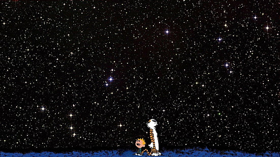 Calvin och Hobbes Starfield HD, calvin och hobbes, komisk, stjärnfält, HD tapet HD wallpaper