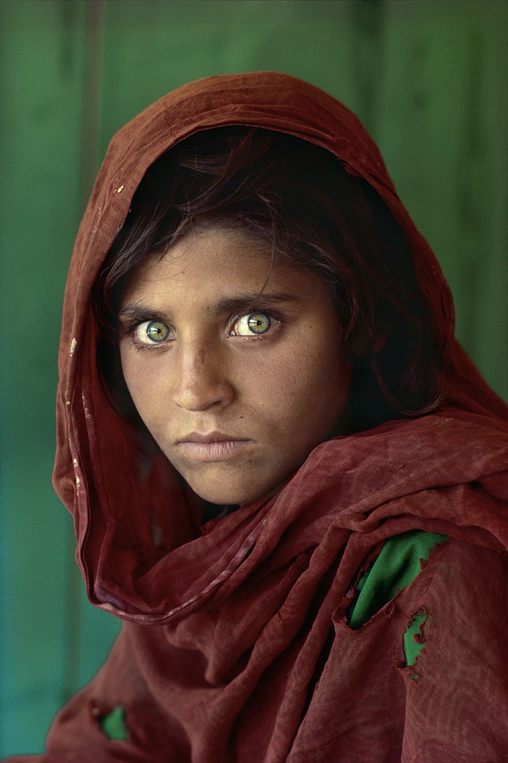 Афганская девушка, произведение искусства, фотография, Стив Маккарри, HD обои, телефон обои