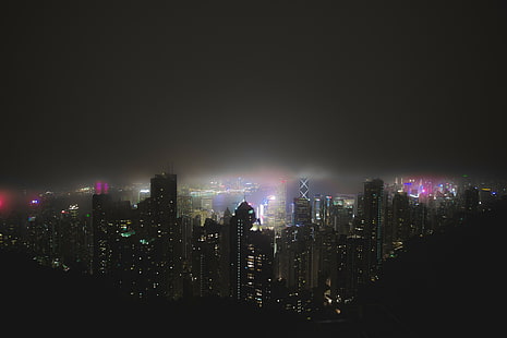 Hong Kong, Instagram, brume, néon, vue arrière, Fond d'écran HD HD wallpaper