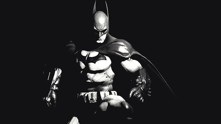 DC Batman Kunstwerk, Batman, Batman: Arkham City, Videospiele, einfarbig, HD-Hintergrundbild