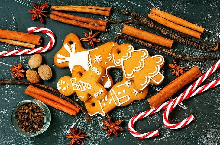decoração, árvore, ano novo, biscoitos, natal, canela, feliz, madeira, feliz natal, natal, pão de gengibre, celebração do feriado, HD papel de parede