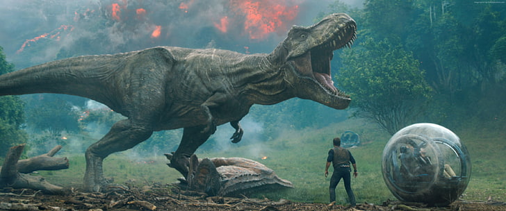 Jurassic World: Fallen Kingdom, 4K, Chris Pratt, dinosauro, Sfondo HD