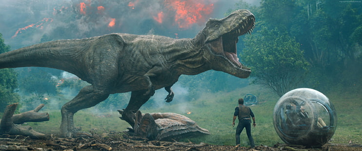 Jurassic World: Fallen Kingdom, 4K, Chris Pratt, dinosaurio, Fondo de pantalla HD HD wallpaper