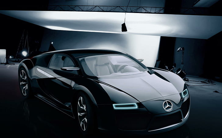 Mercedes Benz Bugatti Concept, czarny Mercedes Benz coupe, koncepcja, bugatti, mercedes, benz, samochody, mercedes benz, Tapety HD