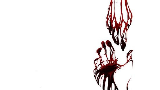 two hands with blood sketch, blood, hands, minimalism, artwork, HD wallpaper HD wallpaper