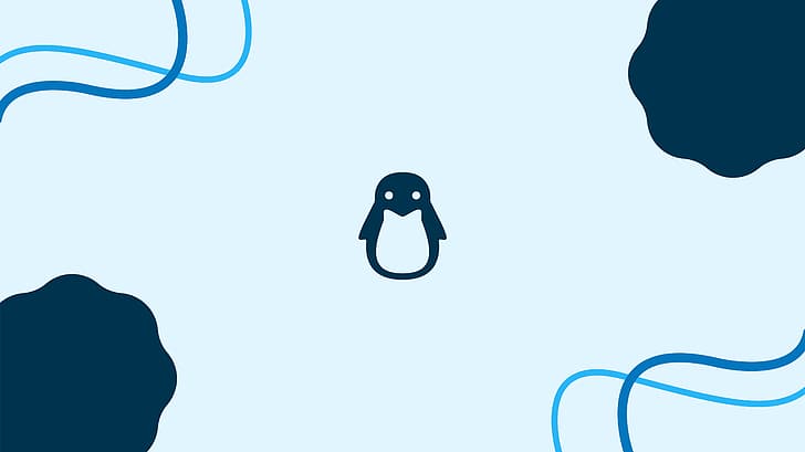 Linux, Unix, unixporn, minimalism, material minimal, material style, light background, blue, windows 11, arch, Arch Linux, Tux, Tux penguin mascot, GNU, Penguin, HD wallpaper
