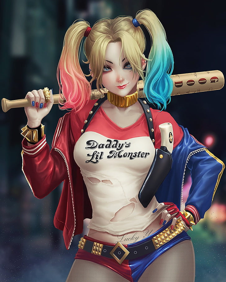 Ilustrasi Harley Quinn, karya seni, Harley Quinn, Wallpaper HD, wallpaper seluler