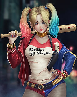 Ilustrasi Harley Quinn, karya seni, Harley Quinn, Wallpaper HD HD wallpaper