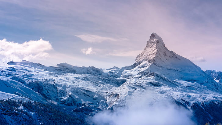 matterhorn, mountain, switzerland, winter, HD wallpaper