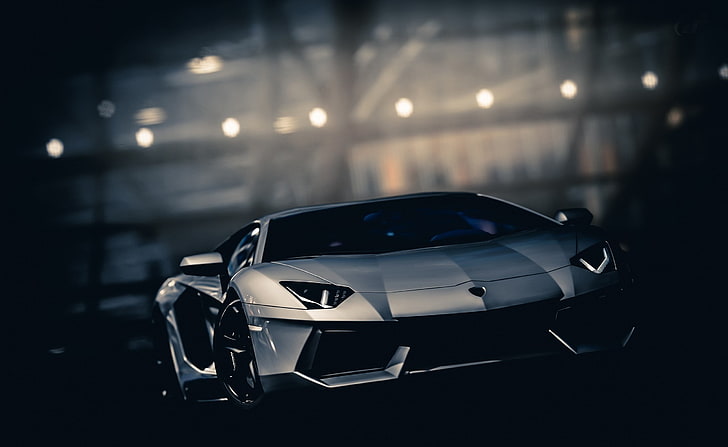 LAMBORGHINI, сив Lamborghini Aventador купе, Автомобили, Суперавтомобили, Lamborghini, HD тапет
