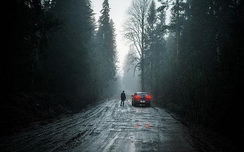Marat Safin, route, voiture, gens, sombre, 500 px, profondeur de champ, Fond d'écran HD HD wallpaper