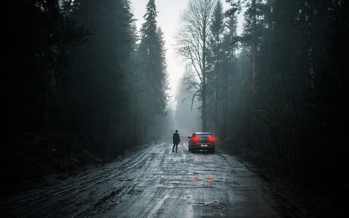 road, depth of field, dark, car, Marat Safin, 500px, people, HD wallpaper HD wallpaper